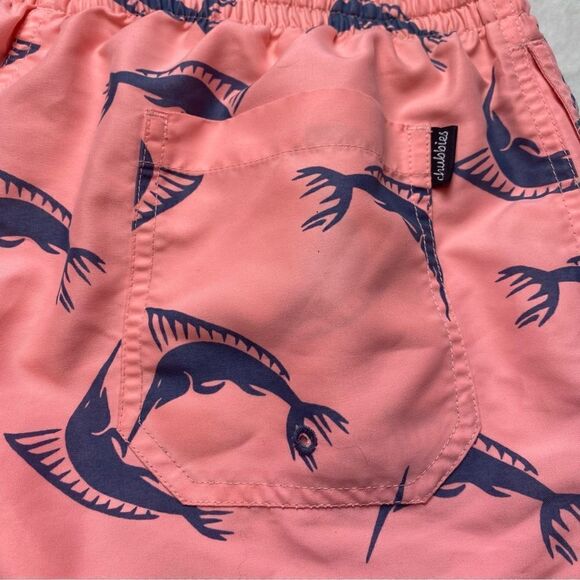 Chubbies Swim Trunks Peach Colored Blue Sword Fish Size Large - Picture 9 of 15